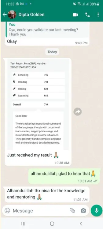 Testimoni alumni dengan skor TOEFL 550